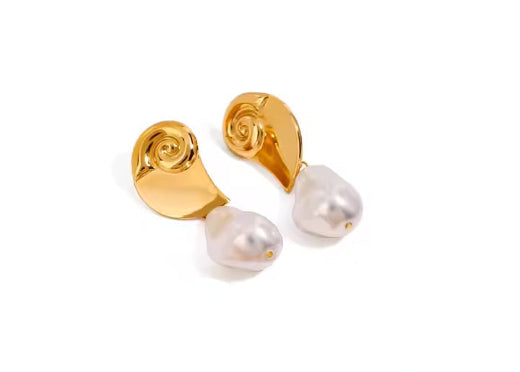 Sunwashed Spiral Pearl Earrings