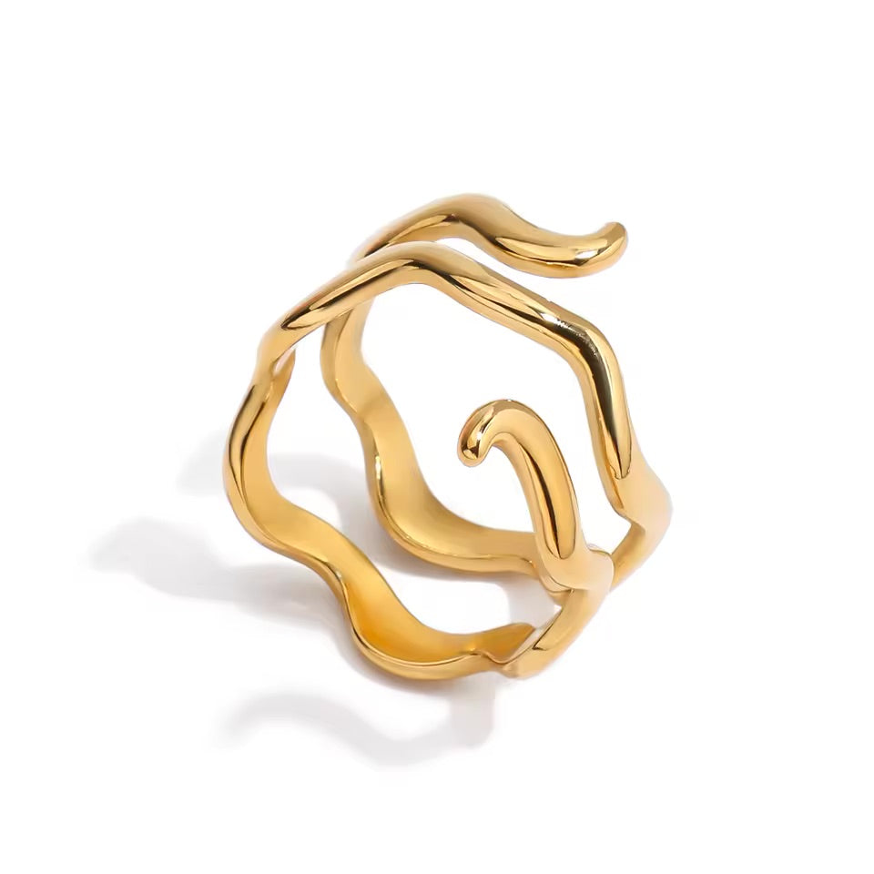 Golden Ripple Ring